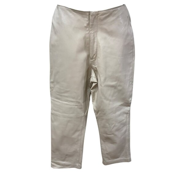 Hugo Buscati Collection Womens Cream Leather Halter Top & High-Waisted Pants Set - Picture 10 of 12